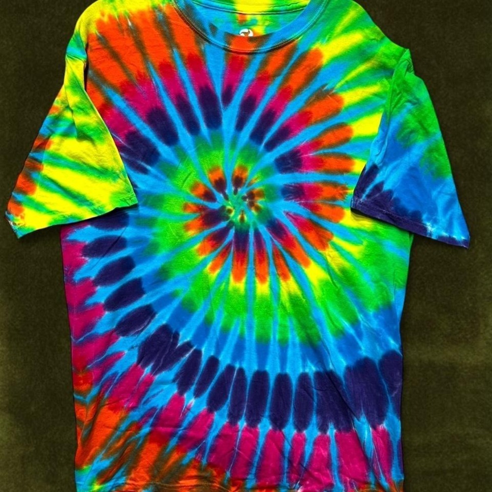 Liquid Blue Spiral Tie Dye Tee - Modern Adult L